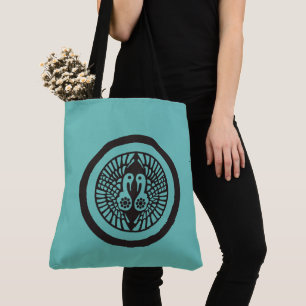 Bolso De Tela Verde azulado vintage negro Ikko Ikki Japón Mon Or