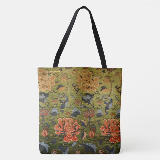 Bolso De Tela Verde brocado chino (Anverso)