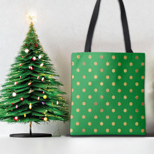 Bolso De Tela Verde con puntos Purpurinas de oro