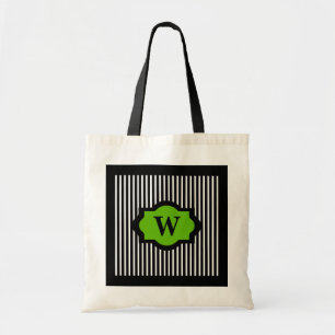 BOLSO DE TELA VERDE DE LA MODA BAG_72 EN RAYAS DE BLACK/WHITE