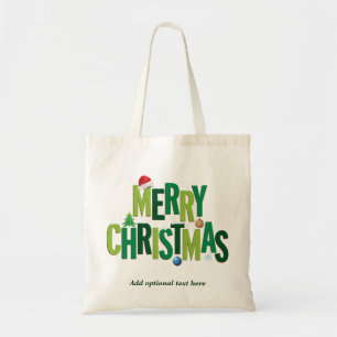Bolso De Tela Verde de los elementos de las Felices Navidad