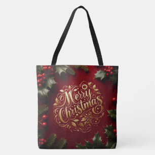 Bolso De Tela Verde de Navidad alegre