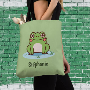 Bolso De Tela Verde de rana cuta