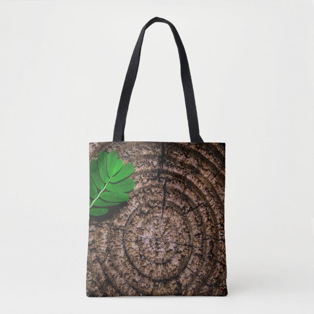 Bolso De Tela Verde de trozo de hoja abstracta (Anverso)