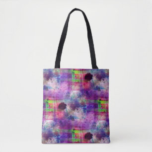 Bolso De Tela Verde del diseño, acuarela púrpura de la textura