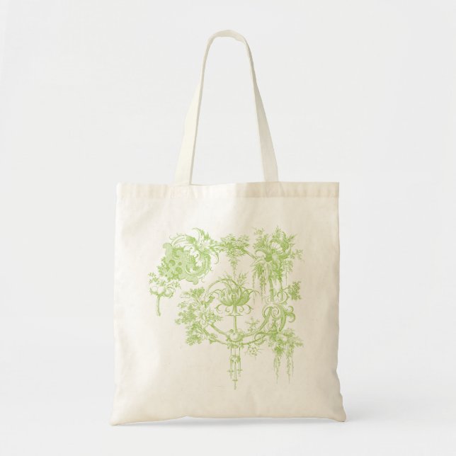 Bolso De Tela Verde floral, de la hoja elegante y aguamarina (Frente)