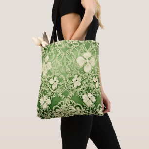 BOLSO DE TELA VERDE LIGERA CON LACE PARECE VERDAD IRLANDA VERDE 