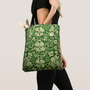 BOLSO DE TELA VERDE LIGERA CON LACE PARECE VERDAD IRLANDA VERDE 