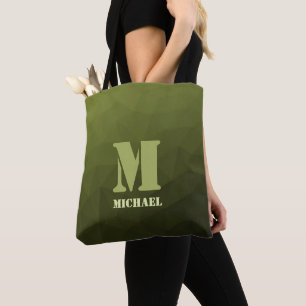 Bolso De Tela Verde oliva del ejército patrón de malla geométric
