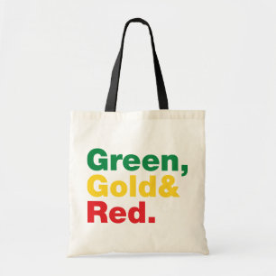Bolso De Tela Verde, Oro y Rojo.