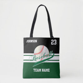 Bolso De Tela Verde oscuro y negro para un equipo de béisbol
