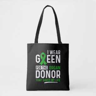 Bolso De Tela Verde Para El Donante De Órganos Transplantar Riño
