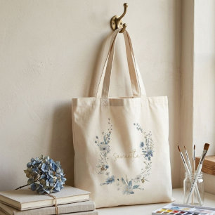 Bolso De Tela Verde primaveral floral azul polvoriento Monograma
