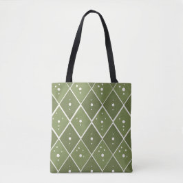 Bolso De Tela Verde Salvia Moderno Boho Patrón de Diamante