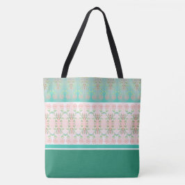 Bolso De Tela Verde verde azulado Y Blanco