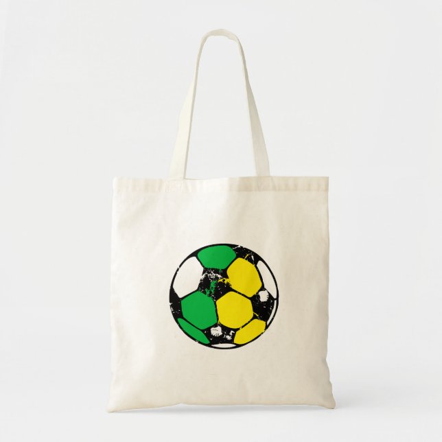 Bolso De Tela Verde y balón de fútbol del oro (Frente)