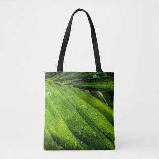 Bolso De Tela Verdes tropicales con gotas de lluvia