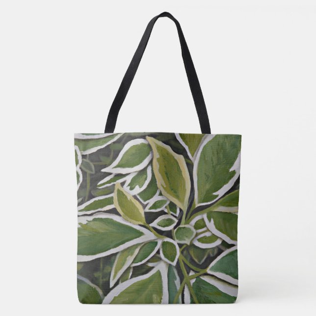 Bolso De Tela Verdes y TOTE de los árboles del Blanco-Dogwood (Anverso)