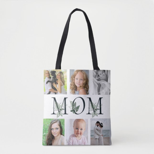 Bolso De Tela Verdor blanco MOM 6 regalo del Día de la Madre (Anverso)