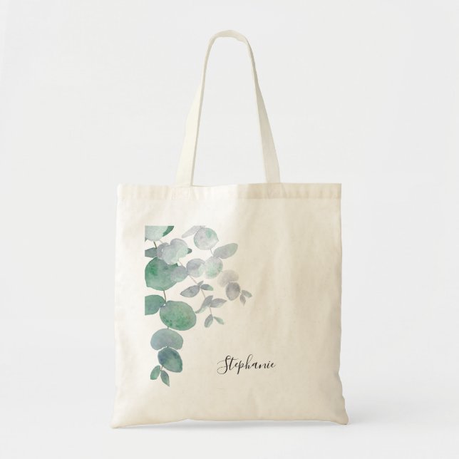 Bolso De Tela Verdor eucalipto personalizado (Frente)