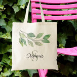 Bolso De Tela Verdor personalizado<br><div class="desc">Esta bolsa de té personalizada está decorada con un follaje acuático botánico en tonos verdes. Personalizable fácil con su nombre y monograma. Acuarela original © Michele Davies.</div>