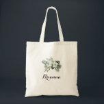 Bolso De Tela Verdor tropical Floral blanca Bridesmaid Tote Bag<br><div class="desc">Esta bolsa de tota de doncella floral blanca de vegetación tropical es el regalo perfecto boda para presentar a sus damas de honor y a su dama de honor para un boda rústico. El diseño incluye ramos de hojas de palmera verdes con flores blancas adorables.</div>