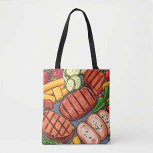 Bolso De Tela Verduras a la parrilla coloridas y carne magra