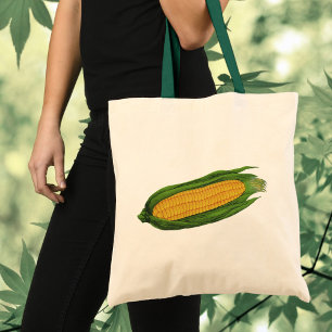 Bolso De Tela Verduras de comida vintage; Maíz amarillo en la ma
