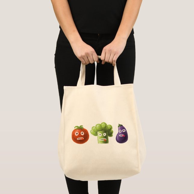 Bolso De Tela Verduras divertidas - berenjena del tomate del (Anverso (producto))