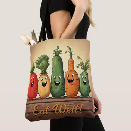 Bolso De Tela Verduras divertidas Tote reutilizable de compras e