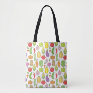 Bolso De Tela Verduras hechas a mano, fondo de doodle vintage.