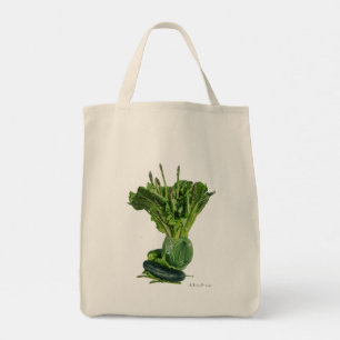 Bolso De Tela Verduras verdes frescas muestran arte.