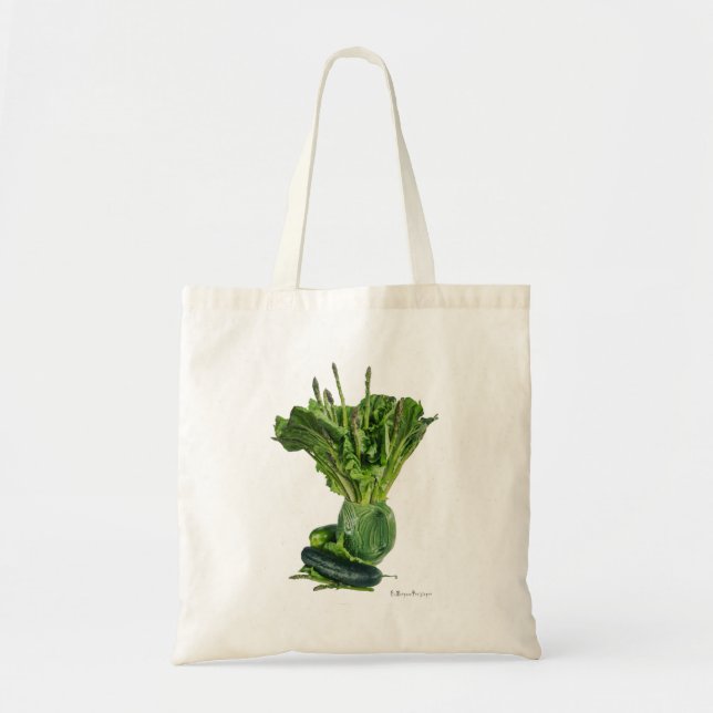 Bolso De Tela Verduras verdes frescas muestran arte. (Frente)