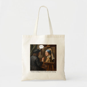 Bolso De Tela Vermeer trabajando en Muchacha con Arete de Ostra.