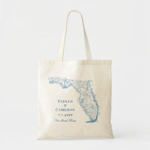 Bolso De Tela Vero Beach FL Map Elegant Navy Blue Wedding Favor