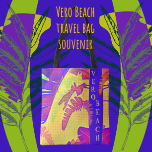 Bolso De Tela Vero Beach Florida Brillante Palm Fronds Tropical