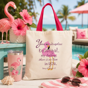 Bolso De Tela Versículo Bíblico de Belleza de Flamenco