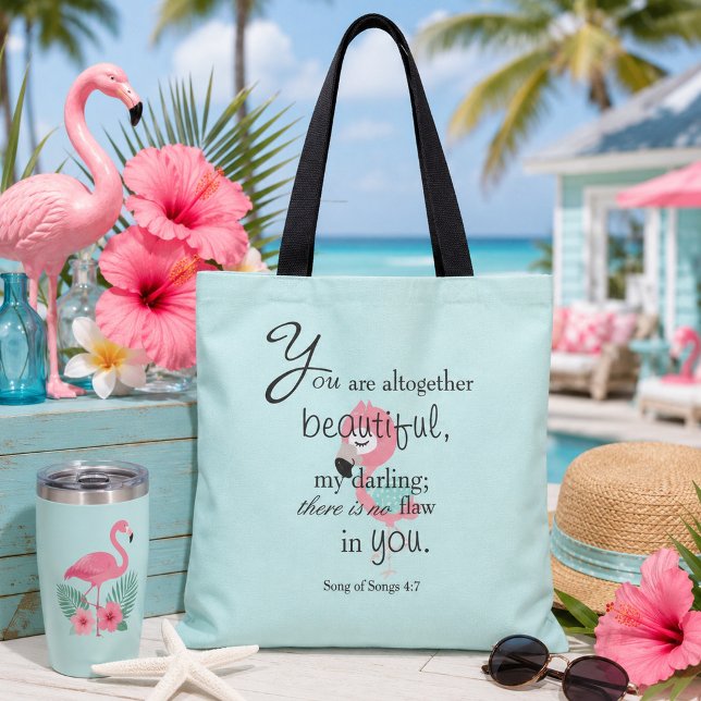 Bolso De Tela Versículo Bíblico de Flamenco Adorable (Subido por el creador)