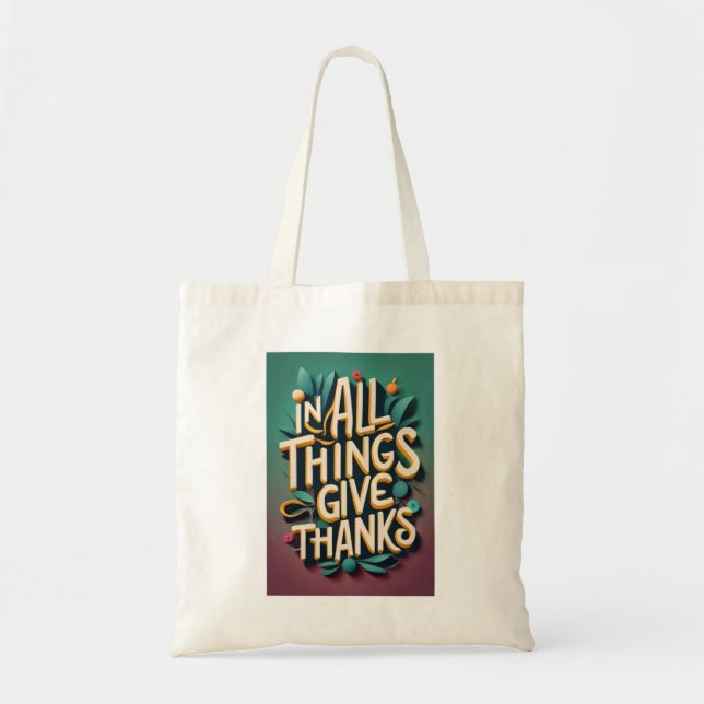 Bolso De Tela Verso de la Biblia, dar gracias (Frente)