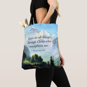 Bolso De Tela Verso de la Biblia, Phil 4:13, puedo hacer todo...