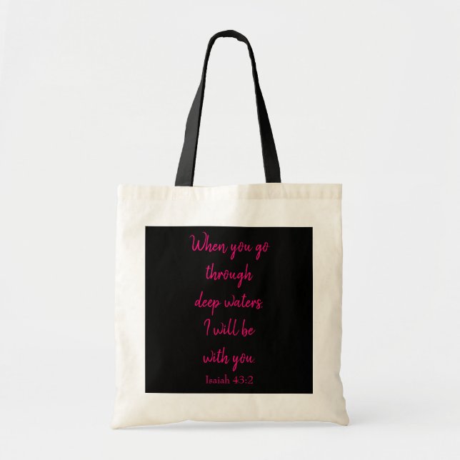 Bolso De Tela Verso de la Biblia rosa y negro (Frente)