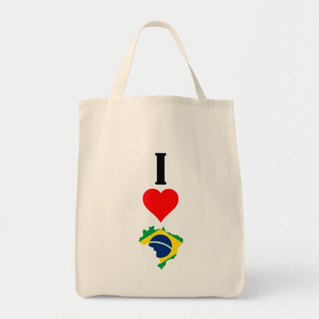 Bolso De Tela Vertical I Love Brazil / I Heart Brazil (Frente)