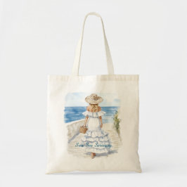 Bolso De Tela Vestido Blanco Rubio Vista al Mar Serenidad Sol