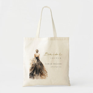 Bolso De Tela Vestido de novia con acuarela de rubor negro regal