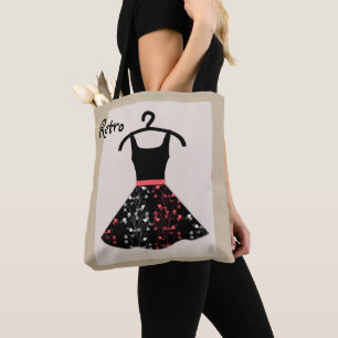Bolso De Tela Vestido retro vintage polka puntos coral blanco ne