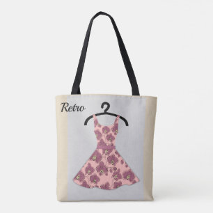 Bolso De Tela Vestido retro vintage polka puntos coral blanco ne