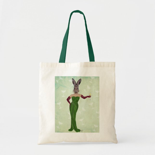 Bolso De Tela Vestido verde conejo 2 (Frente)