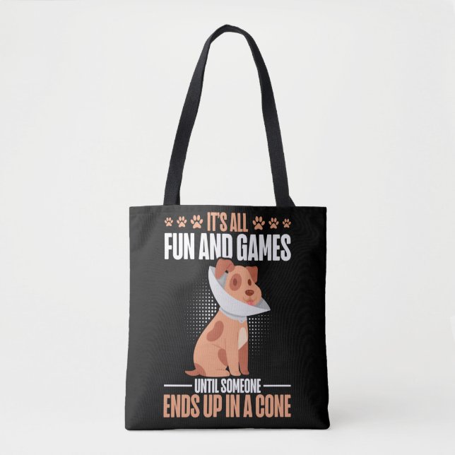Bolso De Tela Vet Tech Dog Cone Humor Veterinario (Anverso)