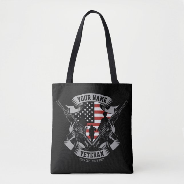 Bolso De Tela Veterano norteamericano personalizado orgulloso de (Anverso)