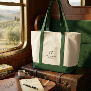 Bolso De Tela Viaja Ligero Vive Profundo Tipografía Minimalista
